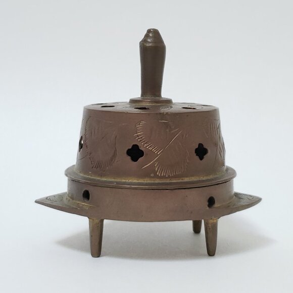 Vintage Brass Sarna India Etched Censure Incense Burner Bell 2 pc. - Picture 8 of 9